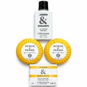 Acqua di Parma & LโOccitane Travel Soap Body Milk Lot 4 Hotel Minis New